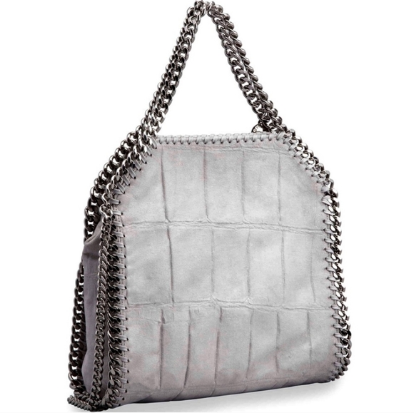 Stella McCartney Falabella Croc-Embossed Shoulder Bag Grey - Picture 13 of 13